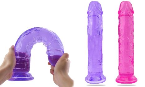 Suction Cup Dildo Clitoral 8'5 Inches Dildo Flexible Realistic Dildo (Color: Purple)